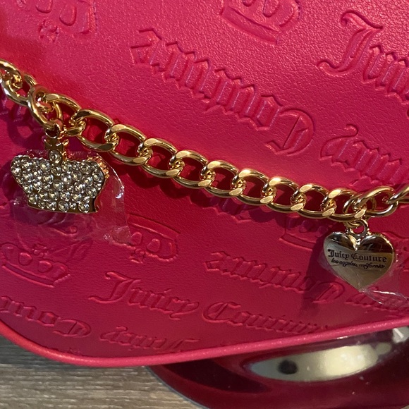 Juicy Couture NWT Not Your Babe Shoulder Bag Pink Flash with Gold Accents - Picture 3 of 8